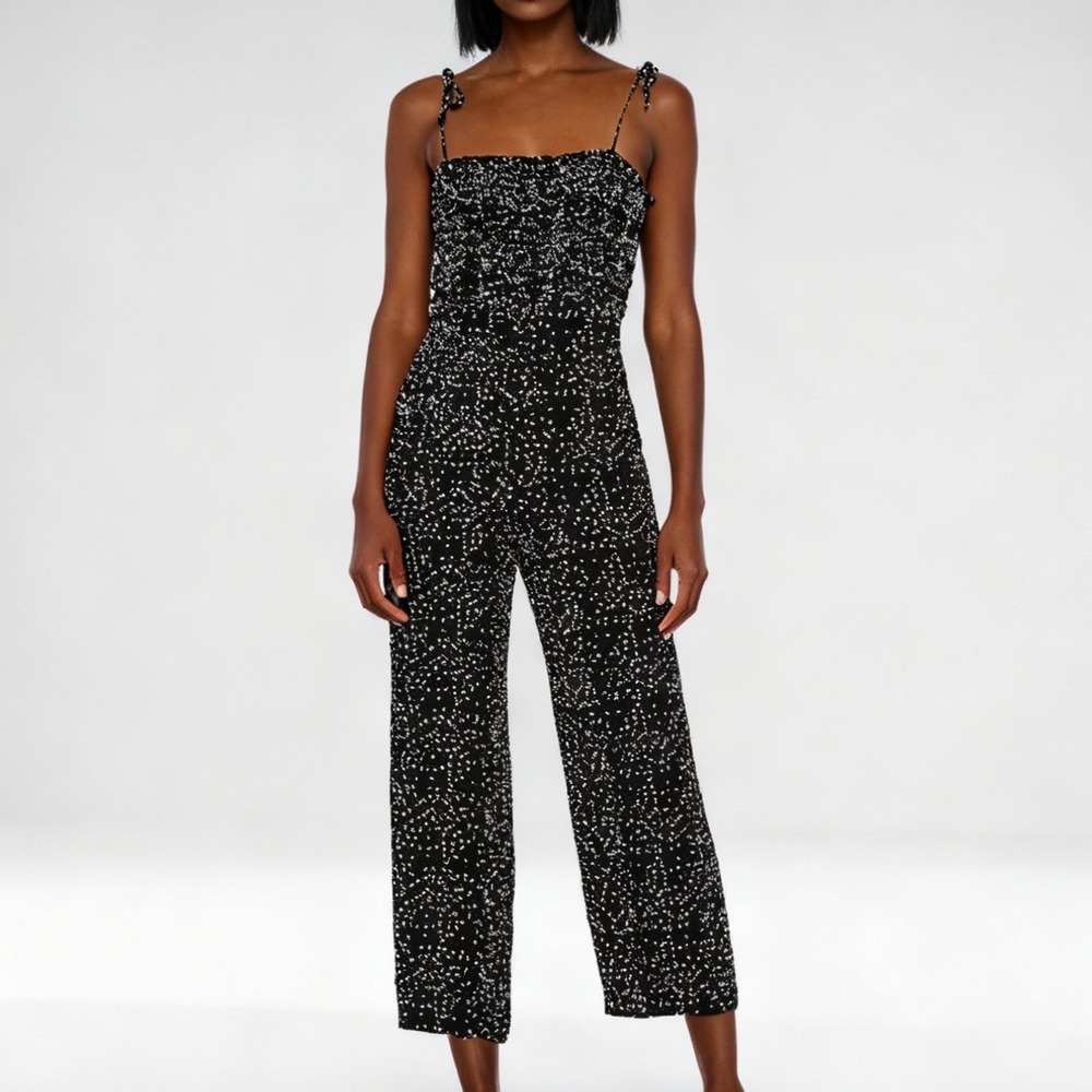 Lovers + Friends Selena Jumpsuit Black Polka Dot size Medium